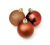 Premier 24 Pack of 6cm Sepia Christmas Baubles - Shatterproof Multi Finish Ornaments for Christmas Tree Decorations in Warm Bronze Tone