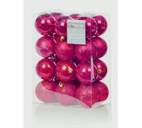 Premier 24 Pack Shatter-Proof Christmas Baubles Multi-Finish - Red