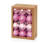 Premier - 24 Pink Multi Finish Baubles, 60mm