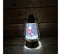Samuel Alexander 24cm Christmas Water Spinner Antique Gold Effect Hurricane Lantern Style with Santa Scene