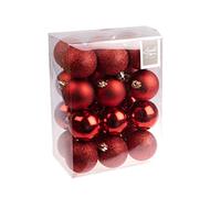 Premier Decorations 24 x 60mm Multi Finish Balls, Red