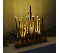 Premier 25cm Battery Christmas Candlebridge with Timer Warm White LED-Gold
