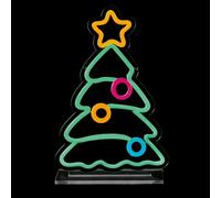 Premier 25cm Christmas Tree Table Top Lit Neon Sign - Cool White, Red, Yellow & Blue LED Neon Effect Christmas Decoration with 3m Cable