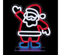 Premier 25cm Santa Design Table Top Lit Neon Sign - Cool White, Red, Yellow & Blue LED Neon Effect Christmas Decoration with 3m Cable