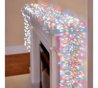 Premier 25m 2000 LED Cluster Christmas Lights - Multi Action Indoor Decoration with Timer - Rainbow