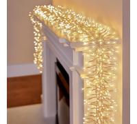 Premier 25m 2000 LED Cluster Christmas Lights - Multi Action Indoor Decoration with Timer - Warm White