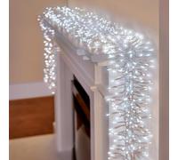 Premier 25m 2000 LED Cluster Christmas Lights - Multi Action Indoor Decoration with Timer - White