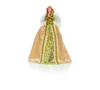 Premier 26cm Angel Christmas Tree Topper with Gold Glitter dress and White Feather Wings