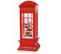 Premier 27cm Red Telephone Box Christmas Water Spinner with Santa (LB184666)