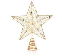 PREMIER 30 cm Warm White LED Pin Gold Wire Wrap Tree Topper - Gold