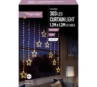 Premier 303 1.2m x 1.2m Silver Wire Star Curtain Light - Warm White