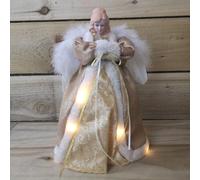 Premier 30cm Gold Angel Lit Tree Topper With Warm White LEDs