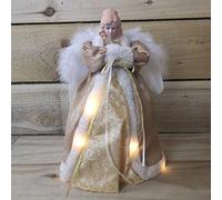 Premier 30cm Gold Angel Lit Tree Topper With Warm White LEDs
