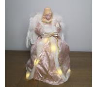 Premier 30cm Pink and Gold Angel Lit Tree Topper With Warm White LEDs