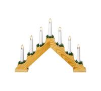 Premier 31cm LED 7 Bulb Candle Bridge - Pine Finish Warm White Battery Operated