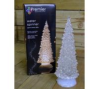 Premier 32cm Battery Operated Light up Water Spinner Christmas Tree with Warm White LEDs with Timer