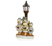 Premier 35cm Light Up Duck Choir with Lantern - Festive LED Christmas Ornament for Tabletop, Mantel or Windowsill Display -Battery Operated