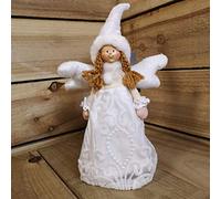 Premier Decorations Limited White Angel With Hat Christmas Tree Topper