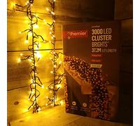 Premier 37.2m Multi Action 3000 Vintage Gold LED Cluster Christmas Lights with Timer