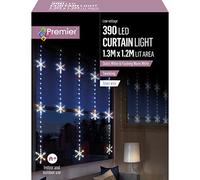 Premier 390 LED 1.2m x 1.3m Static Snowflake LED Curtain Christmas Lights Decoration in White