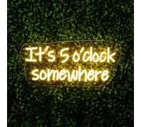 Premier 39cm LED Neon Wall Sign It's 5 O'Clock Somewhere - Garden Party Wall Light Sign - Warm White LED Acrylic Home Bar Decor Sign for Bar Wall Party Decoration