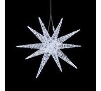 Premier 3D Light Up Starburst with 720 White Pin Wire LEDs Hanging Indoor/Outdoor Window Christmas Decoration 90cm