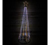 Premier 4.5ft 1.4m Christmas Outdoor Black Pin Wire LED Pyramid Maypole Tree in Warm & Cool White Mix