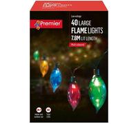 PREMIER 40 Large Flame Multi-colour LED String Lights - 7.5 m