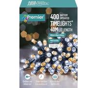 Premier 400 LED Timelights Warm White Battery Operated Multi Action Fairy Lights with Timer Function, Outdoor Indoor Usage