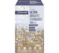 Premier 400 LEDs Multi-Action Starburst Lights with Timer, White & Warm White Mix Ultrabrights on Silver Pin Wire with 8 Effect Settings, 9.5m Lit Length