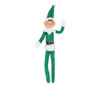 Premier 40cm Green Plush Elf Hanging Decoration - Poseable Christmas Elf Ornament with Sparkly Outfit