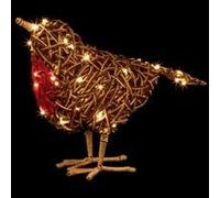 Premier 40cm Rattan Robin Christmas Decoration with 50 Warm White LEDs (LB251700)
