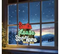 Christmas infinity light - Santa plase top here sign - led mirror tunnel light - 3D LED xmas window decoration - 40cm stop here - multi coloured indoor christmas lights.
