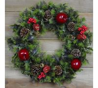 Premier 45cm Indoor / Outdoor Christmas Wreath Decoration - Red & Green