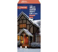 Premier - 480 LED Warm White and White Mix Multi-Action Christmas Cluster Lights with Timer, 6.2m