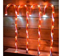 Premier LED Candy Cane Christmas Pathway Lights Set of 4, Silver, 12