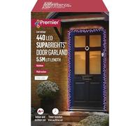 Premier 5.5m 440 LED Supabright Door Garland with Timer - Rainbow Multi Action Christmas Lights for Indoor and Outdoor Use