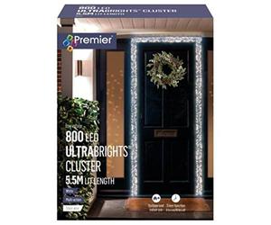 Premier 5.5m Ultrabrights Cluster Door Garland 800 LEDs in White Multi-Action