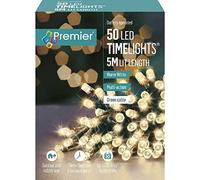 Premier 50 Battery Operated Timelights, 5m Lit Length, Warm White LEDs, Green Cable, Multi-Action with Timer Function, Indoor and Outdoor Use, LB112382WW
