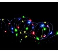 5m 100 LED Multi Action Pin Wire Battery Lights with Timer String Lights- Multi Coloured