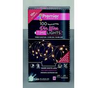 Premier 50 LED Christmas Lights Multi Action Battery Operated White Microbrights