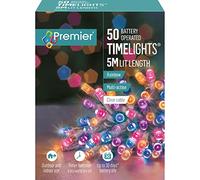 Premier 50 Timelights Battery Operated 5m Clear Cable Multi Action String Lights - Rainbow