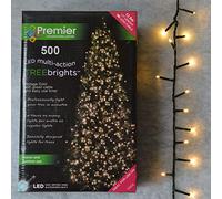 Premier 500 LED (12.5m) TreeBrights Christmas Tree Lights - TIMER in Vintage Gold