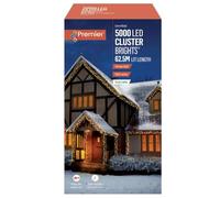 Premier 5000 LED Multi Action Cluster Brights Vintage Gold Lights, Clear Cable with Timer Function Indoor Outdoor Use 62.5m Lit Length