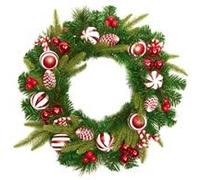 Premier 50cm Candy Cane Artificial Christmas Wreath (DF257097)
