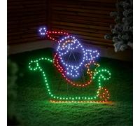Premier 59 x 66cm Twinkling LED Santa Sleigh Decoration - Flexibrights Outdoor and Indoor Christmas Light with 239 Red, Green and White LEDs