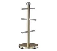 Premier 6 Cup Mug Tree, Ball Detail, Brushed Stainless Steel - Silver