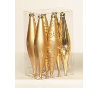 Premier 6 x Champagne Gold Icicle/Tear Drop Christmas Tree Baubles