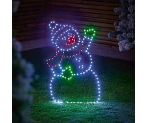 Premier 60 x 38cm Twinkling LED Snowman Decoration - Flexibrights Outdoor and Indoor Christmas Light with 187 Multicoloured LEDs