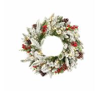 Premier 60cm Prelit Snowberry Pine 50 LED Christmas Wreath